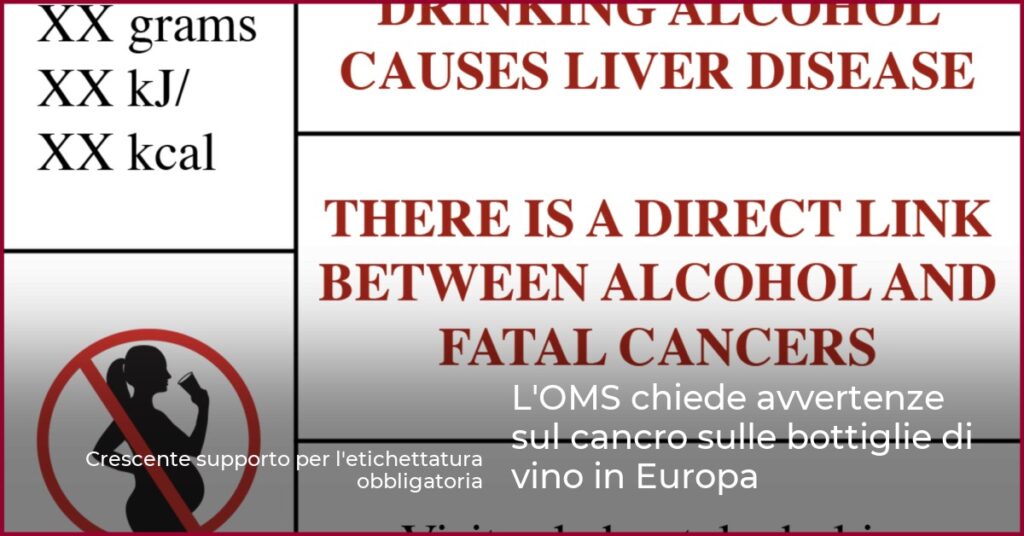 L’OMS chiede avvertenze sul cancro sulle bottiglie di vino in Europa