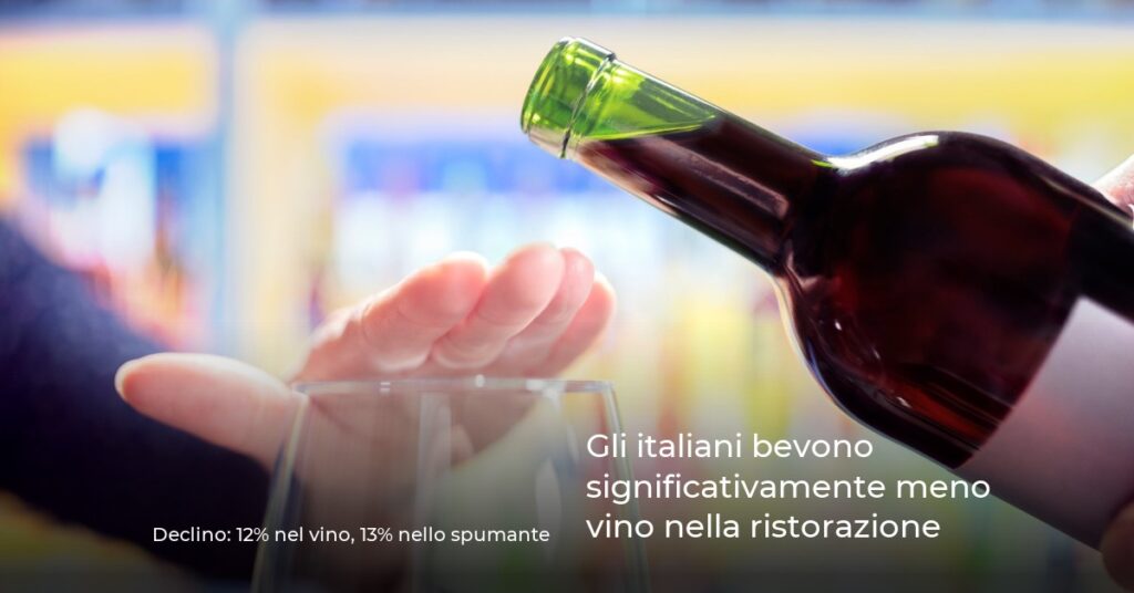 Gli italiani bevono significativamente meno vino nella ristorazione